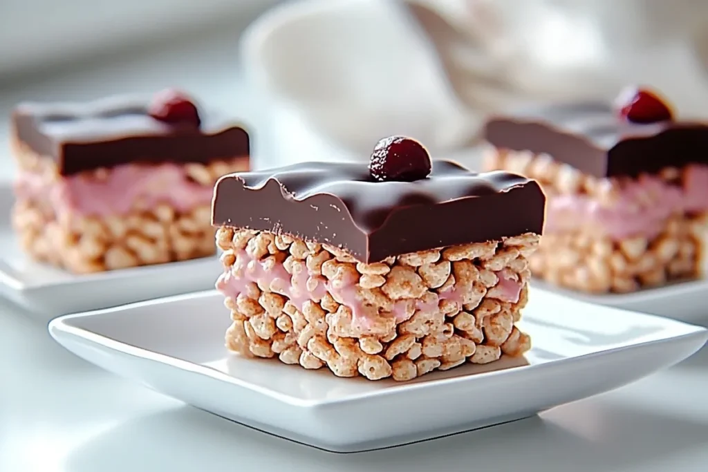 Chocolate Covered Cherry Rice Krispies Treats Delight