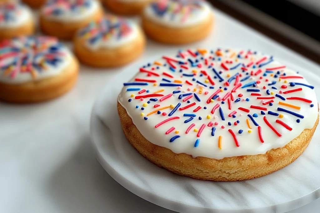 Delicious Fireworks Sugar Cookie Cake 4th July 2 Fireworks Sugar Cookie Cake