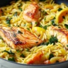 One Skillet Salmon with Lemon Orzo